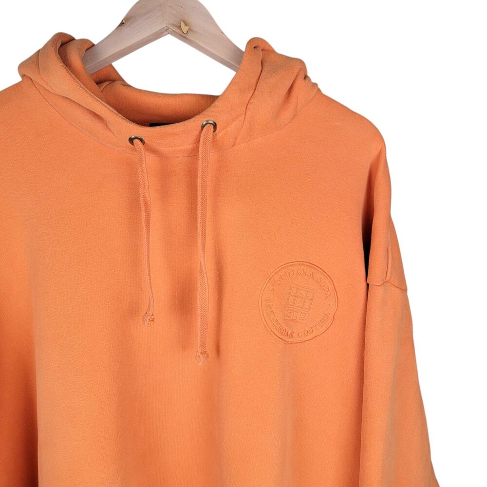 Scotch & Soda Hoodie Men's XXL Orange Pullover Fleece Embroidered Logo